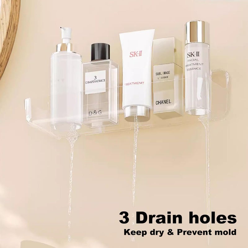 COLINCH No-Drill Acrylic Shower Caddy – Wall Mounted Bathroom Shelf with Drain Holes, Strong Adhesive, Large Capacity for Shower, Kitchen, RV – Sandra Series - Image 5
